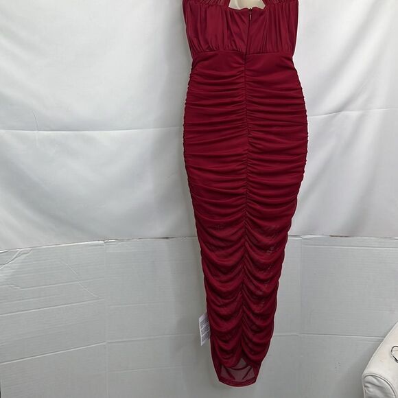 ASOS Design Nordstrom halter mesh ruched midi dress in red size 6 NWT - Picture 12 of 16